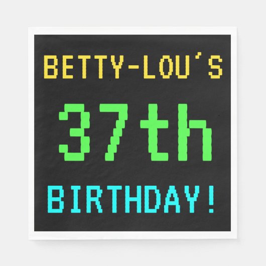 おもしろいヴィンテージ/レトロビデオゲームのルック37誕生日 スタンダードランチョンナプキン (正面)