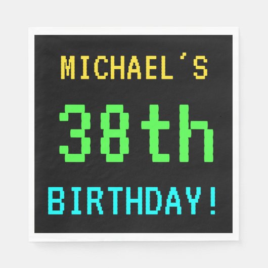 おもしろいヴィンテージ/レトロビデオゲームのルック38誕生日 スタンダードランチョンナプキン (正面)
