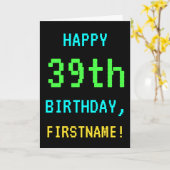 おもしろいヴィンテージ/レトロビデオゲームのルック39誕生日 カード (黄色い花)