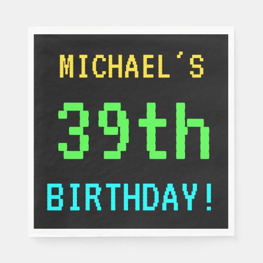おもしろいヴィンテージ/レトロビデオゲームのルック39誕生日 スタンダードランチョンナプキン (正面)