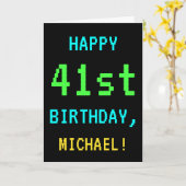 おもしろいヴィンテージ/レトロビデオゲームのルック41誕生日 カード (黄色い花)