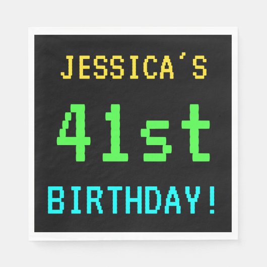 おもしろいヴィンテージ/レトロビデオゲームのルック41誕生日 スタンダードランチョンナプキン (正面)