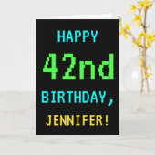 おもしろいヴィンテージ/レトロビデオゲームのルック42誕生日 カード (黄色い花)