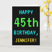 おもしろいヴィンテージ/レトロビデオゲームのルック45誕生日 カード (黄色い花)