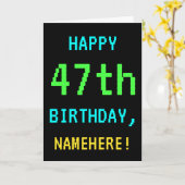 おもしろいヴィンテージ/レトロビデオゲームのルック47誕生日 カード (黄色い花)