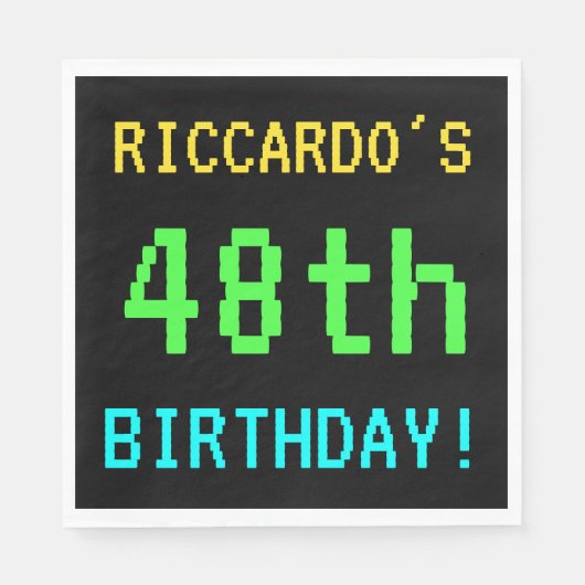 おもしろいヴィンテージ/レトロビデオゲームのルック48誕生日 スタンダードランチョンナプキン (正面)