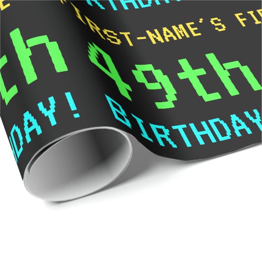 おもしろいヴィンテージ/レトロビデオゲームのルック49誕生日 ラッピングペーパー (ロールコーナー)