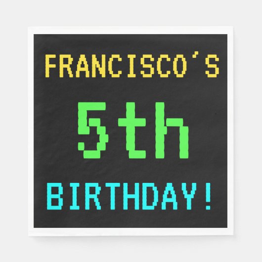 おもしろいヴィンテージ/レトロビデオゲームのルック5誕生日 スタンダードランチョンナプキン (正面)