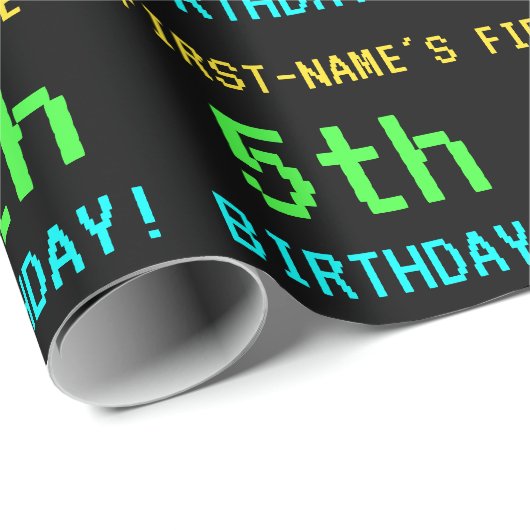 おもしろいヴィンテージ/レトロビデオゲームのルック5誕生日 ラッピングペーパー (ロールコーナー)