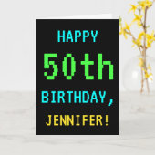 おもしろいヴィンテージ/レトロビデオゲームのルック50誕生日 カード (黄色い花)