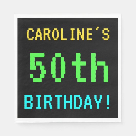 おもしろいヴィンテージ/レトロビデオゲームのルック50誕生日 スタンダードランチョンナプキン (正面)