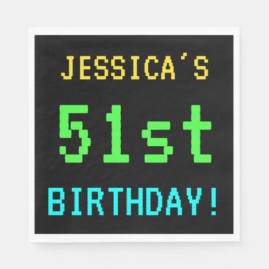 おもしろいヴィンテージ/レトロビデオゲームのルック51誕生日 スタンダードランチョンナプキン (正面)