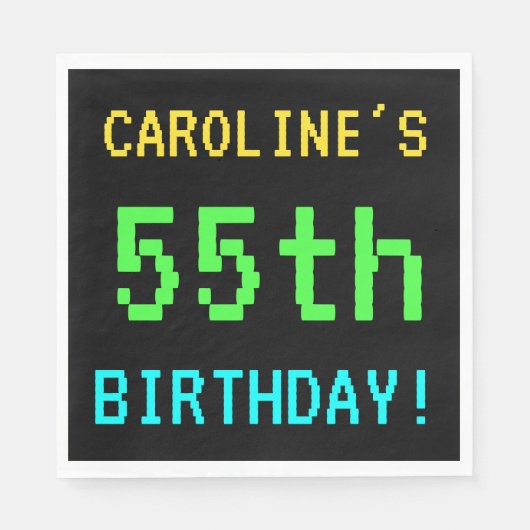 おもしろいヴィンテージ/レトロビデオゲームのルック55誕生日 スタンダードランチョンナプキン (正面)