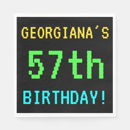 おもしろいヴィンテージ/レトロビデオゲームのルック57誕生日 スタンダードランチョンナプキン (正面)