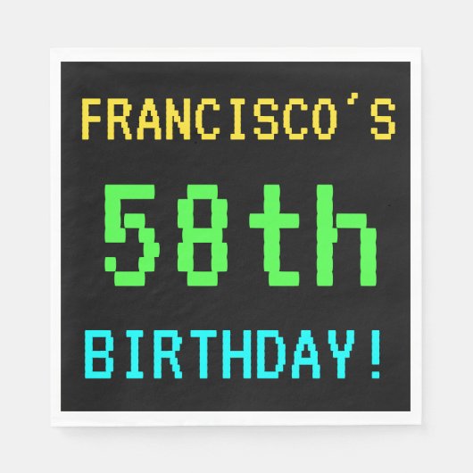 おもしろいヴィンテージ/レトロビデオゲームのルック58誕生日 スタンダードランチョンナプキン (正面)