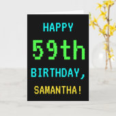 おもしろいヴィンテージ/レトロビデオゲームのルック59誕生日 カード (黄色い花)