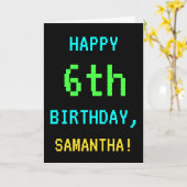 おもしろいヴィンテージ/レトロビデオゲームのルック6誕生日 カード (黄色い花)