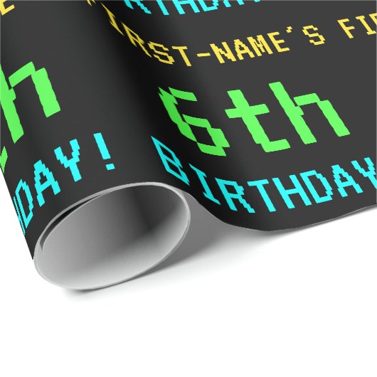 おもしろいヴィンテージ/レトロビデオゲームのルック6誕生日 ラッピングペーパー (ロールコーナー)