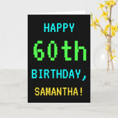 おもしろいヴィンテージ/レトロビデオゲームのルック60誕生日 カード (黄色い花)