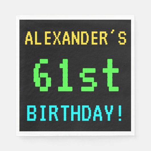 おもしろいヴィンテージ/レトロビデオゲームのルック61誕生日 スタンダードランチョンナプキン (正面)