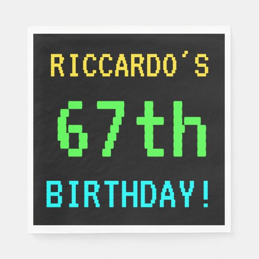 おもしろいヴィンテージ/レトロビデオゲームのルック67誕生日 スタンダードランチョンナプキン (正面)
