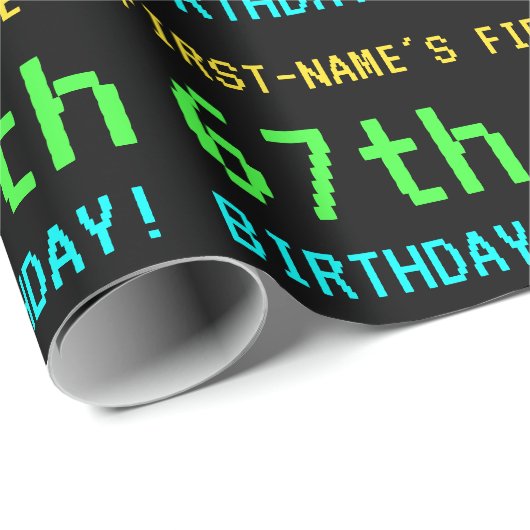 おもしろいヴィンテージ/レトロビデオゲームのルック67誕生日 ラッピングペーパー (ロールコーナー)