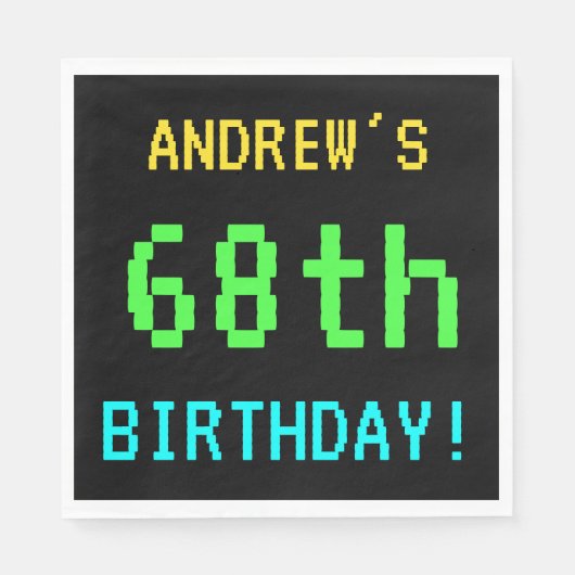 おもしろいヴィンテージ/レトロビデオゲームのルック68誕生日 スタンダードランチョンナプキン (正面)