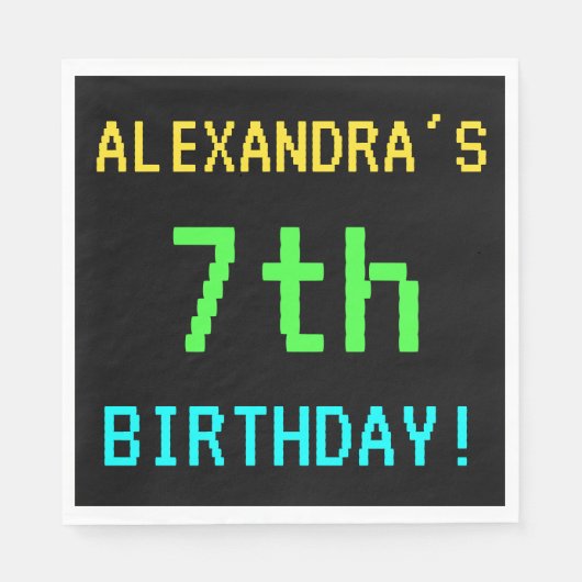 おもしろいヴィンテージ/レトロビデオゲームのルック7誕生日 スタンダードランチョンナプキン (正面)
