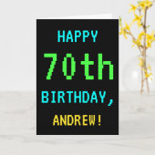 おもしろいヴィンテージ/レトロビデオゲームのルック70誕生日 カード (黄色い花)