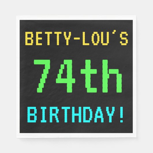 おもしろいヴィンテージ/レトロビデオゲームのルック74誕生日 スタンダードランチョンナプキン (正面)