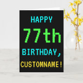 おもしろいヴィンテージ/レトロビデオゲームのルック77誕生日 カード (黄色い花)