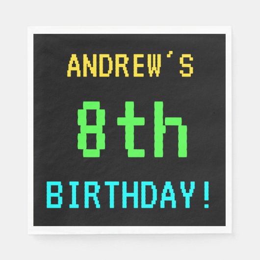 おもしろいヴィンテージ/レトロビデオゲームのルック8誕生日 スタンダードランチョンナプキン (正面)