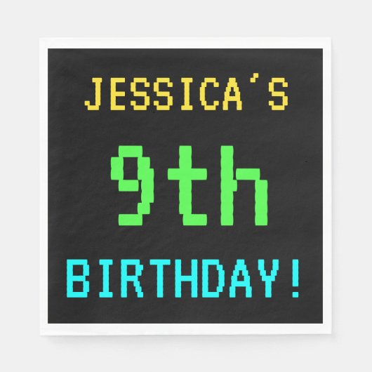 おもしろいヴィンテージ/レトロビデオゲームのルック9誕生日 スタンダードランチョンナプキン (正面)