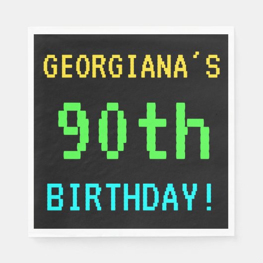 おもしろいヴィンテージ/レトロビデオゲームのルック90誕生日 スタンダードランチョンナプキン (正面)