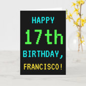 おもしろいヴィンテージ/レトロビデオゲームルック17誕生日 カード (黄色い花)