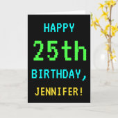 おもしろいヴィンテージ/レトロビデオゲームルック25th誕生日 カード (黄色い花)