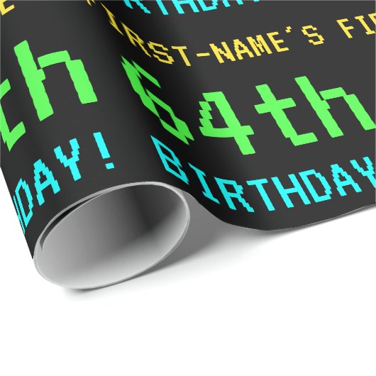 おもしろいヴィンテージ/レトロビデオゲームルック64誕生日 ラッピングペーパー (ロールコーナー)