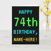 おもしろいヴィンテージ/レトロビデオゲームルック74誕生日 カード (黄色い花)