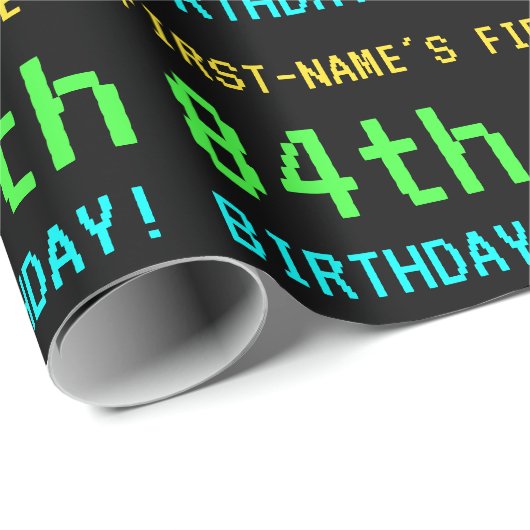 おもしろいヴィンテージ/レトロビデオゲームルック84誕生日 ラッピングペーパー (ロールコーナー)