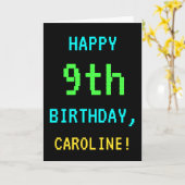 おもしろいヴィンテージ/レトロビデオゲームルック9番目の誕生日 カード (黄色い花)