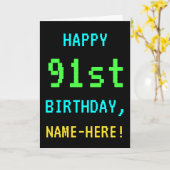 おもしろいヴィンテージ/レトロビデオゲームルック91誕生日 カード (黄色い花)