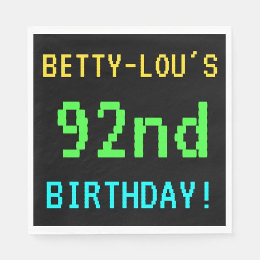 おもしろいヴィンテージ/レトロビデオゲームルック92nd誕生日 スタンダードランチョンナプキン (正面)