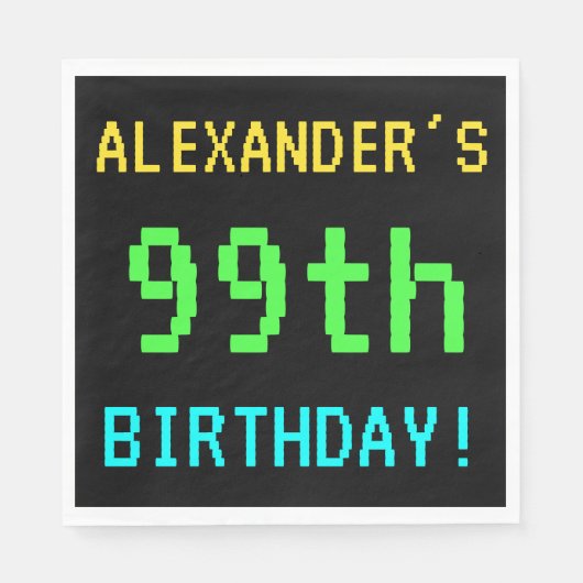 おもしろいヴィンテージ/レトロビデオゲームルック99誕生日 スタンダードランチョンナプキン (正面)