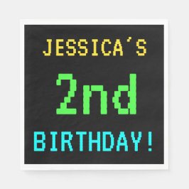 おもしろいヴィンテージ/レトロビデオゲーム見た目2回目の誕生日 スタンダードランチョンナプキン