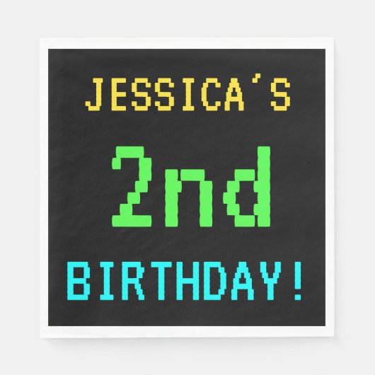 おもしろいヴィンテージ/レトロビデオゲーム見た目2回目の誕生日 スタンダードランチョンナプキン (正面)