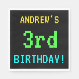 おもしろいヴィンテージ/レトロビデオゲーム見た目3歳の誕生日 スタンダードランチョンナプキン