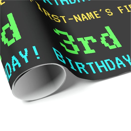 おもしろいヴィンテージ/レトロビデオゲーム見た目3歳の誕生日 ラッピングペーパー (ロールコーナー)