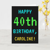 おもしろいヴィンテージ/レトロビデオゲーム見た目40th誕生日 カード (黄色い花)