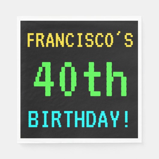 おもしろいヴィンテージ/レトロビデオゲーム見た目40th誕生日 スタンダードランチョンナプキン (正面)