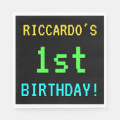 おもしろいヴィンテージ/レトロビデオゲーム見る1st誕生日 スタンダードランチョンナプキン (正面)